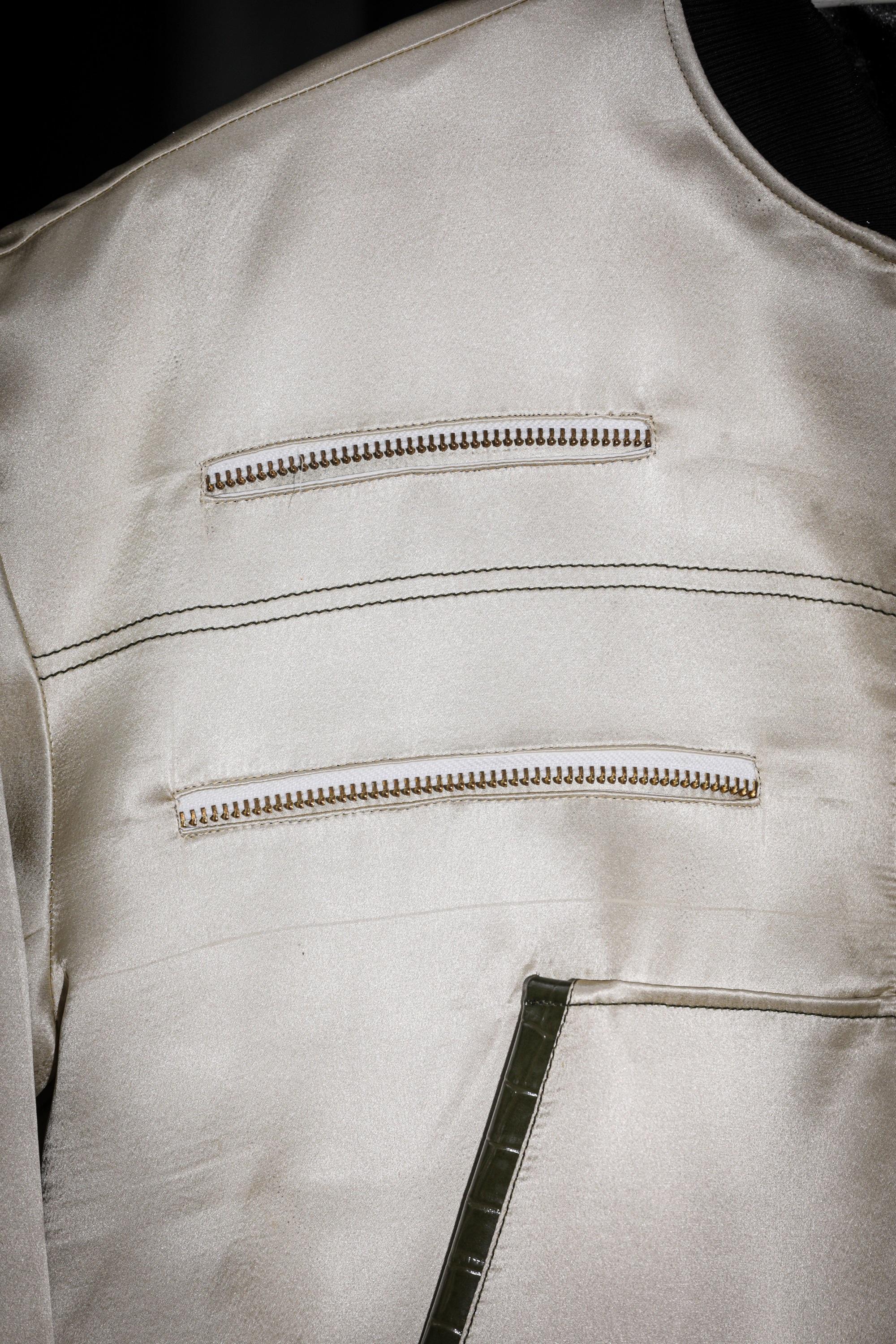 Champagne Beige Silk Bomber <br> Artwork : [Rose]