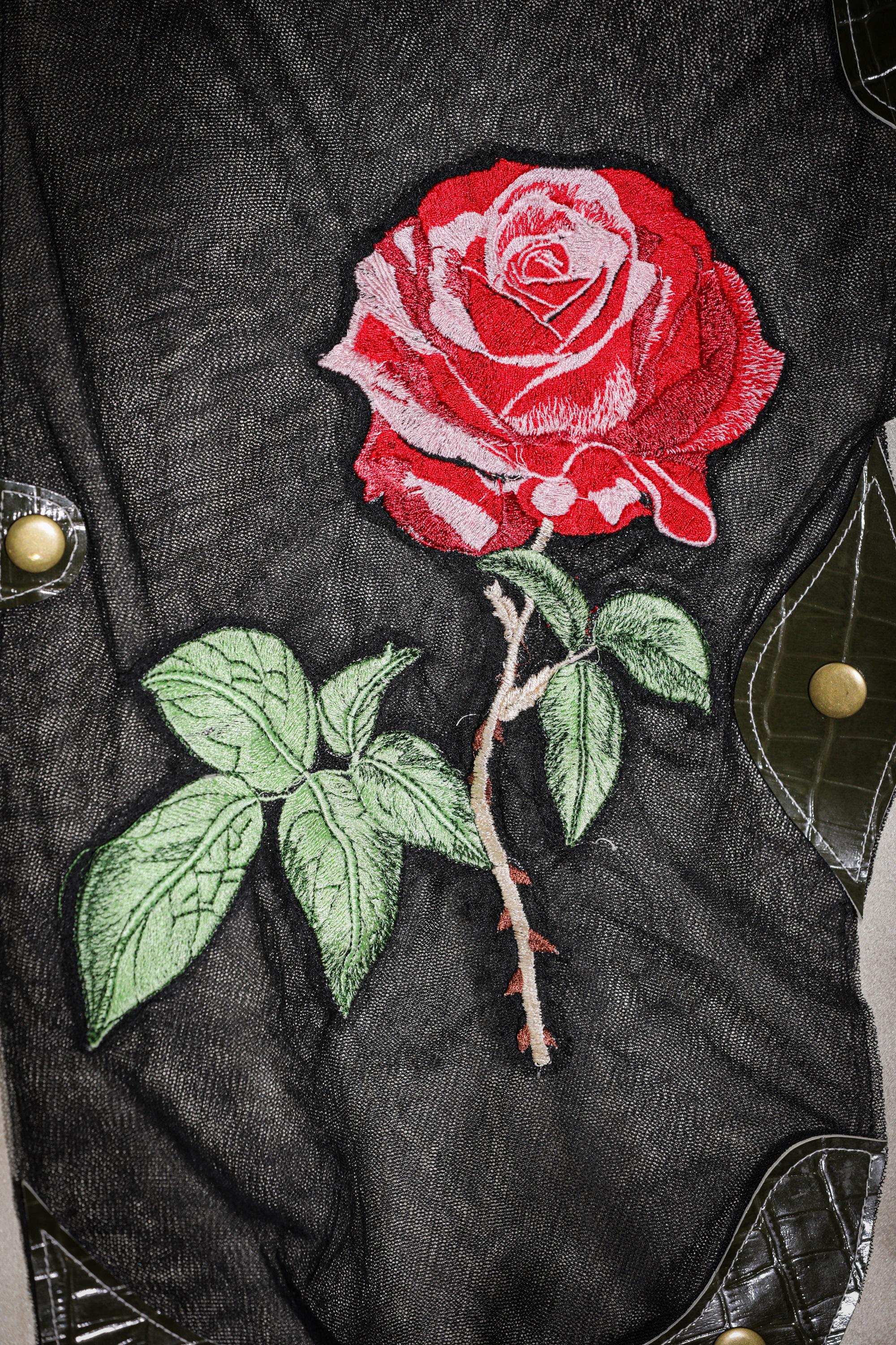 Champagne Beige Silk Bomber <br> Artwork : [Rose]