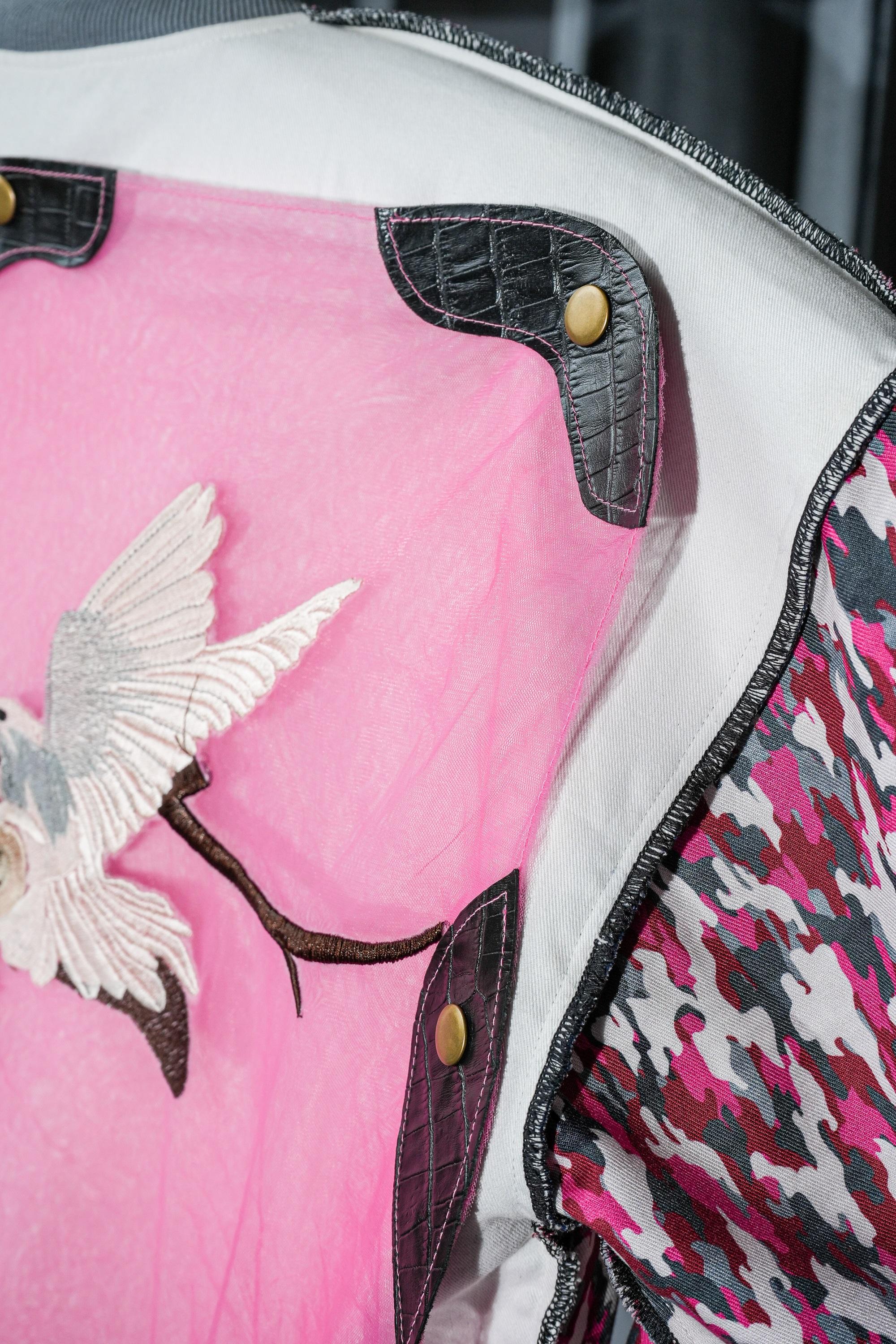 French Fuchsia Miltary Zipper <br>   Artwork : [Doves]