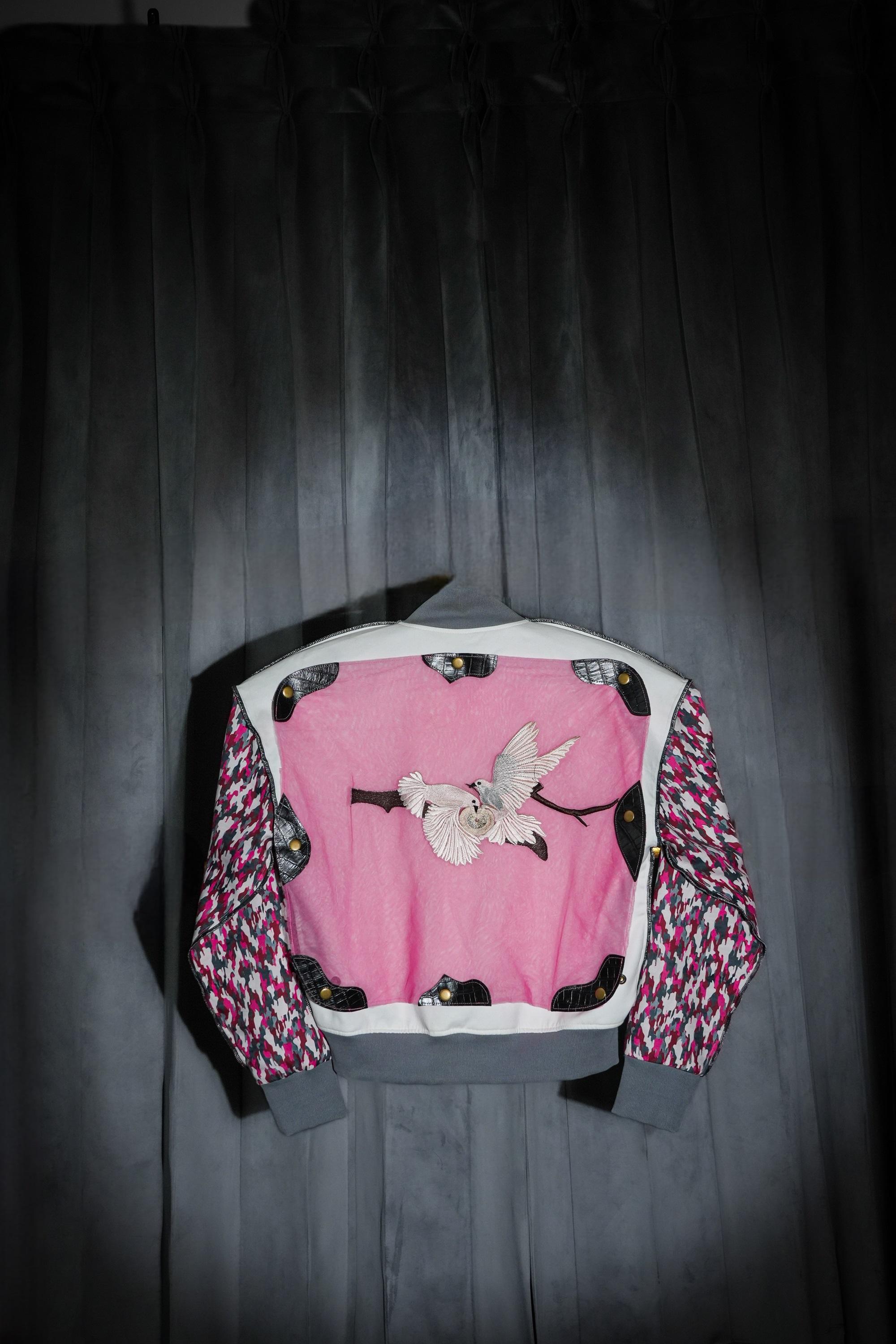French Fuchsia Miltary Zipper <br>   Artwork : [Doves]