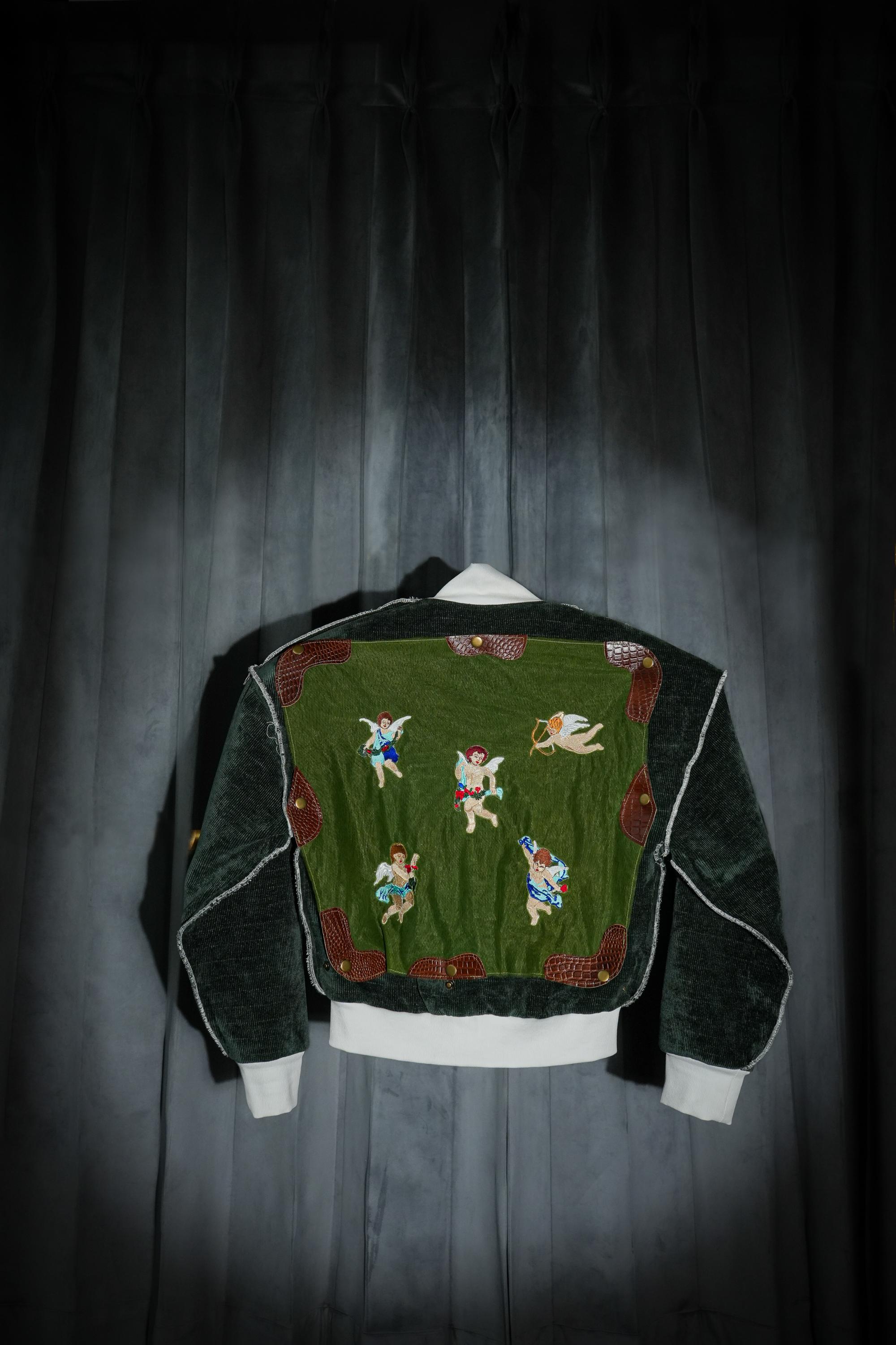Olive Green Corduroy Zipper <br> Artwork : [Angels]
