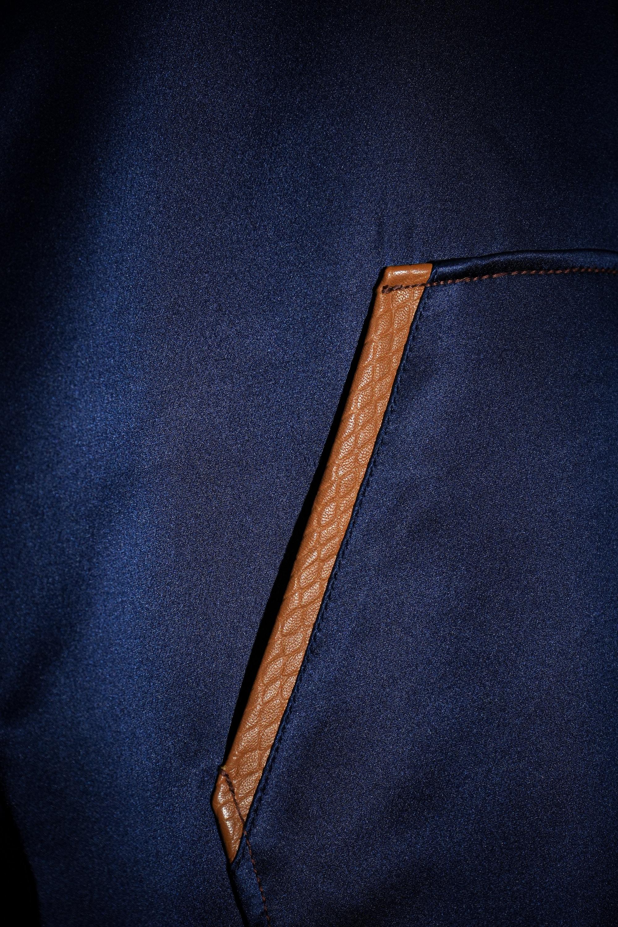 Midnight Blue Silk Bomber  <br> Artwork : [Silver Metal]