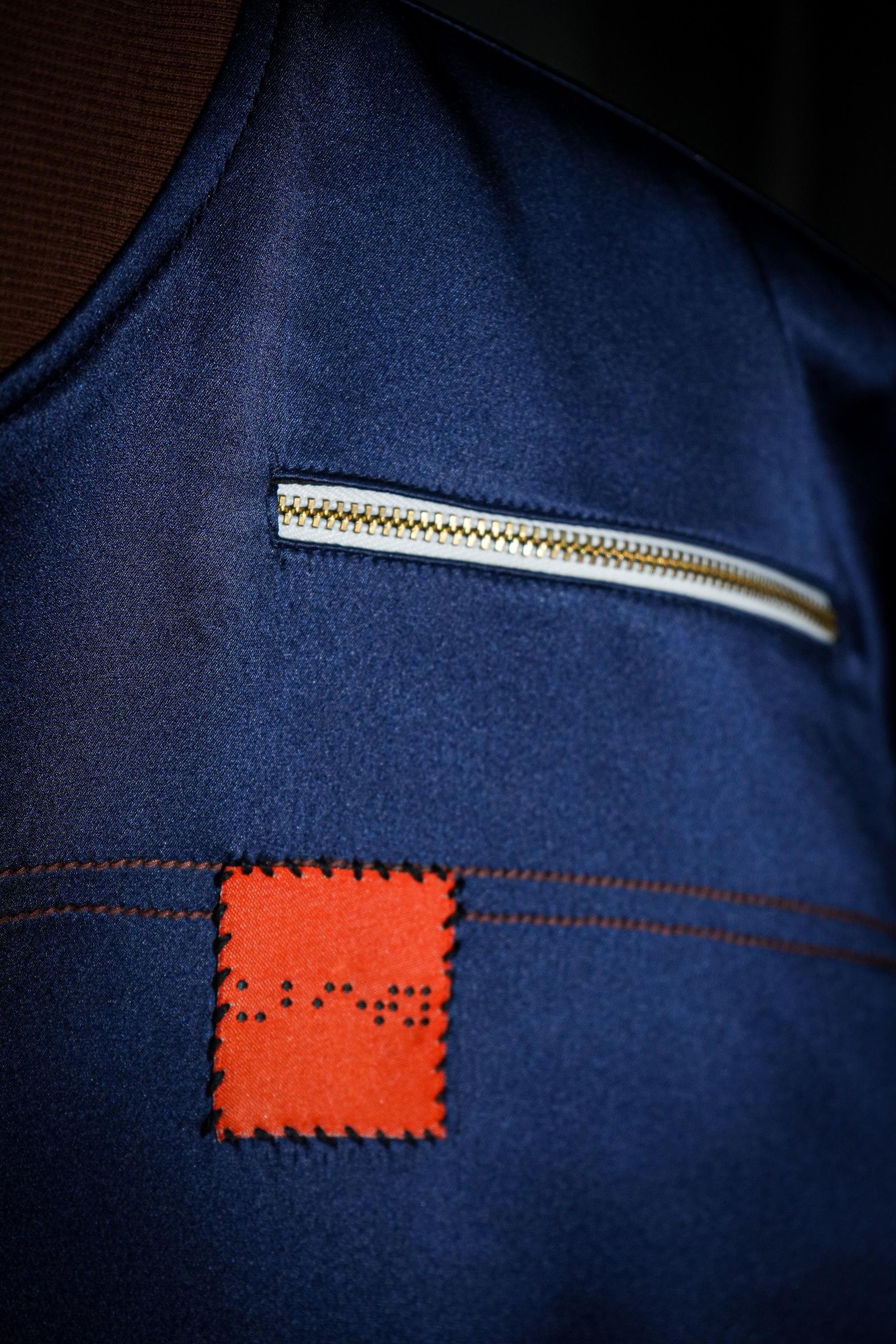 Midnight Blue Silk Bomber  <br> Artwork : [Silver Metal]