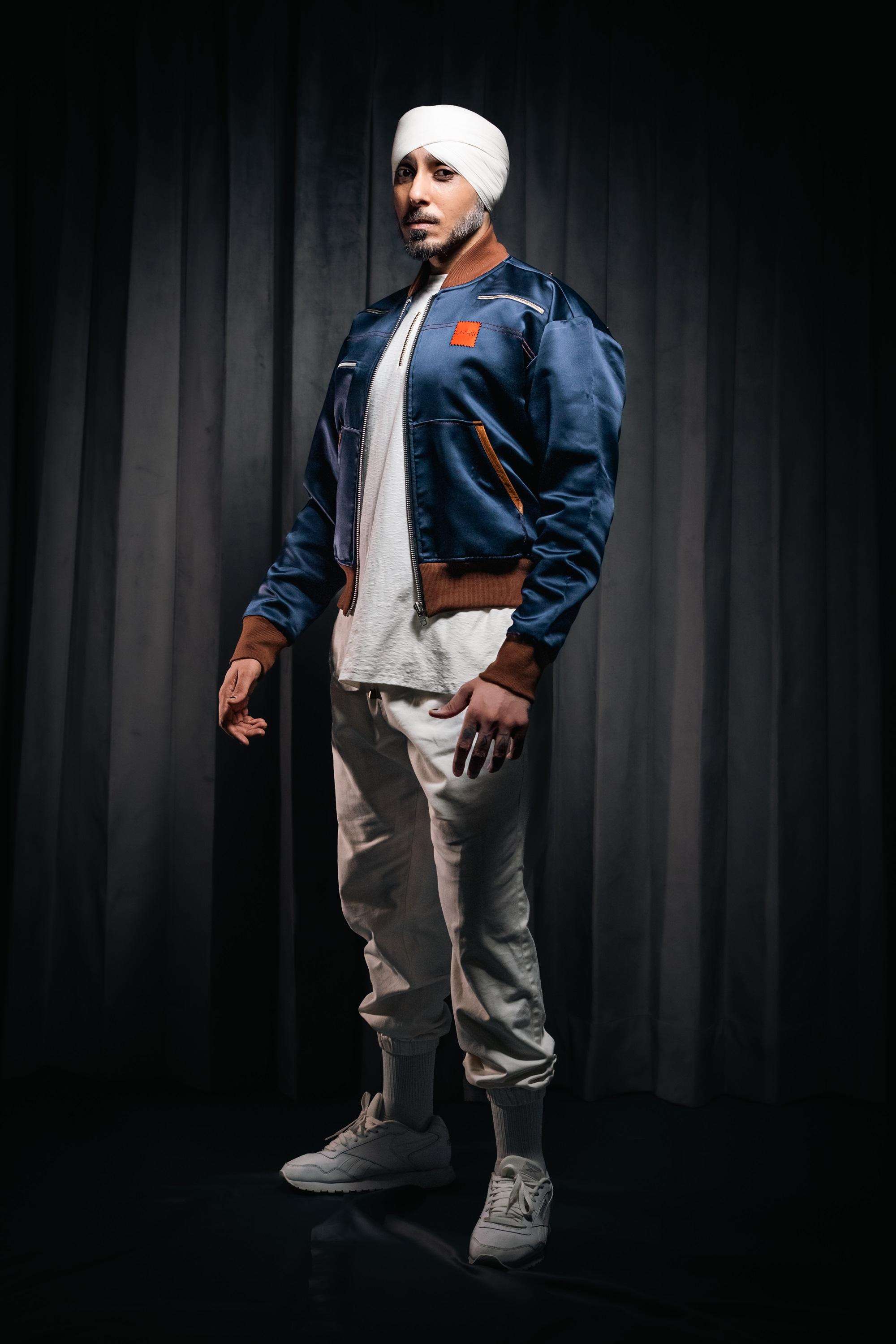 Midnight Blue Silk Bomber  <br> Artwork : [Silver Metal]