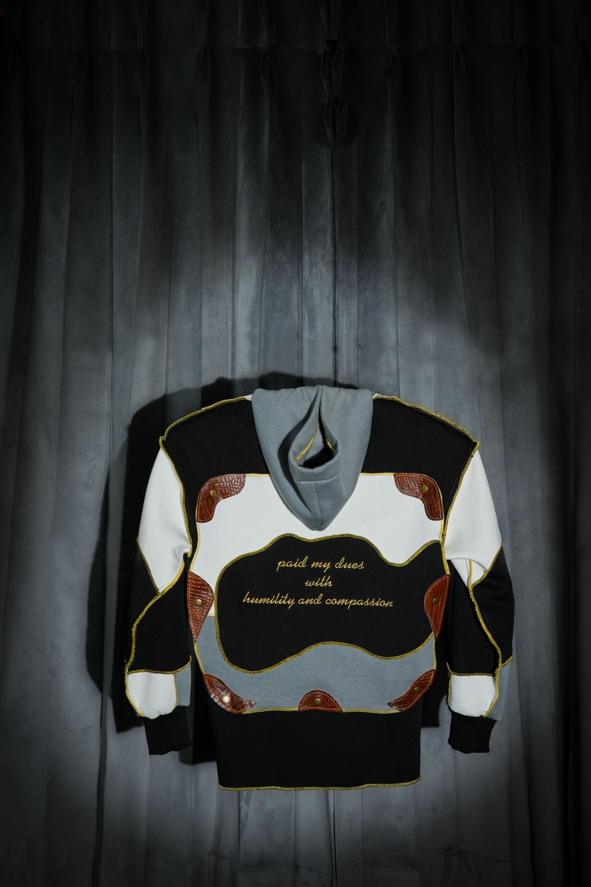 BLK-WHT-GRY 330 Gsm Hoodie <br> Artwork : [Patched Locks]